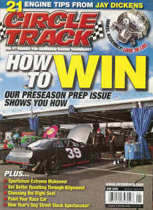 CIRCLE TRACK 2009 MAY - JAY DICKENS ON ENGINES, 84 IMPALA SPORTSMAN BUILD-UP